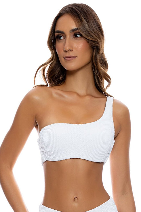 Luli Fama Pura Curiosidad One Shoulder Lace Back Top